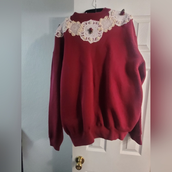 Red Embellished Sweatshirt - Picture 4 of 5